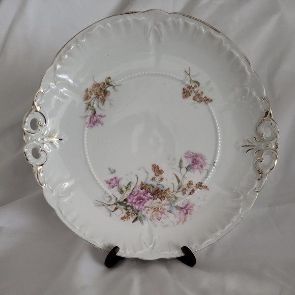 Antique Porcelain Carl Tielsch 10" Plate Green Eagle Mark C.T. Altwasser Germany - Picture 1 of 5